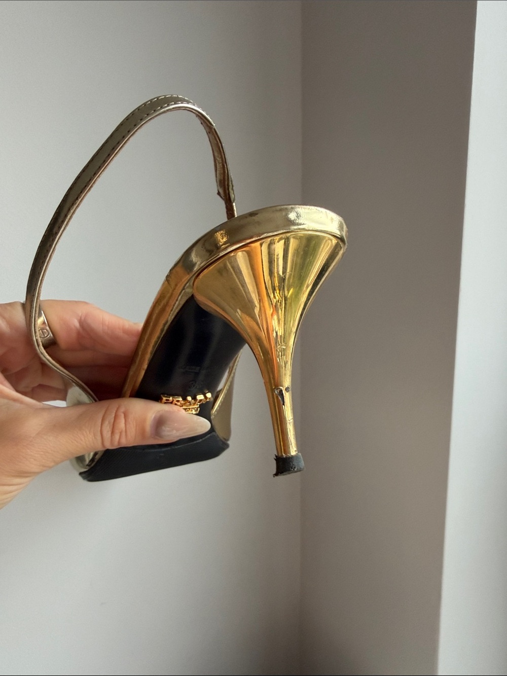 PRADA
55mm Metallic Leather Slingback Pumps  38 - Picture 5 of 7